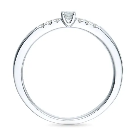 rund diamantring i 14 karat hvitt gull 0,08 ct 0,06 ct