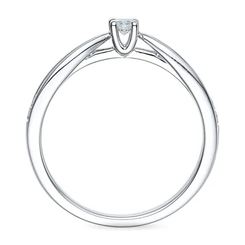 rund diamantring i 14 karat hvitt gull 0,14 ct