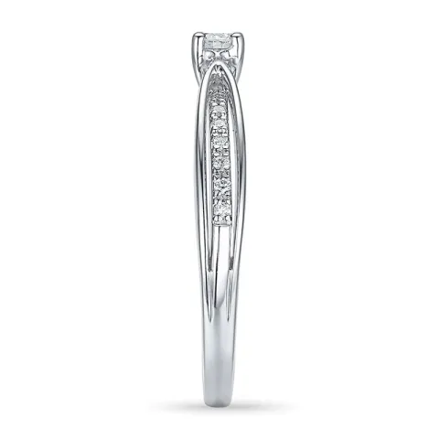 rund diamantring i 14 karat hvitt gull 0,14 ct