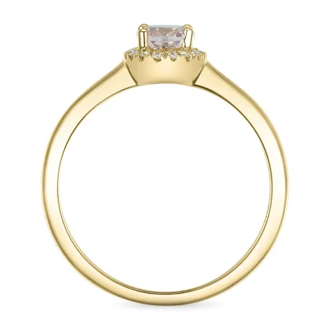 oval morganit diamantring i 14 karat gull 0,83 ct 0,09 ct