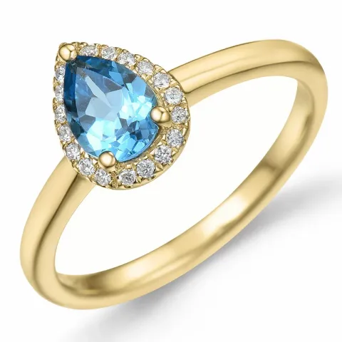 dråpe topas diamantring i 14 karat gull 0,85 ct 0,09 ct