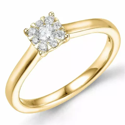 firkantet diamantring i 14 karat gull 0,10 ct 0,11 ct