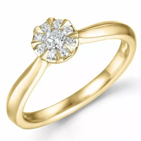 rund diamant ring i 14 karat gull 0,10 ct 0,12 ct