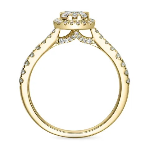 firkantet diamantring i 14 karat gull 0,10 ct 0,44 ct