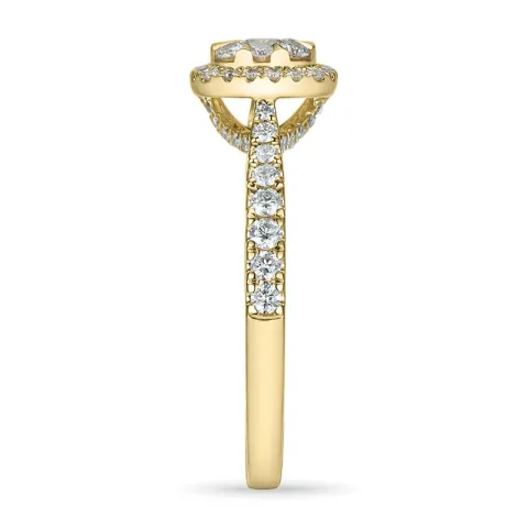 firkantet diamantring i 14 karat gull 0,10 ct 0,44 ct