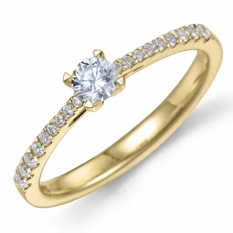 diamant ring i 14 karat gull 0,20 ct 0,14 ct