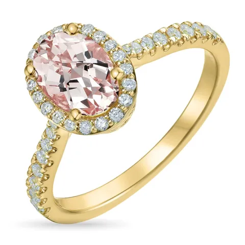 morganit diamantring i 14 karat gull 1,28 ct 0,32 ct