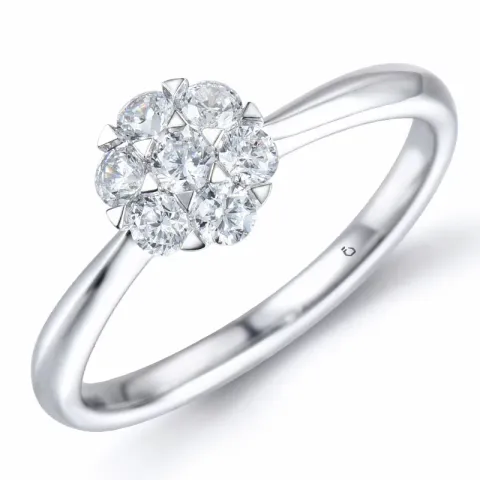 Elegant diamantring i 14 karat hvitt gull 0,40 ct