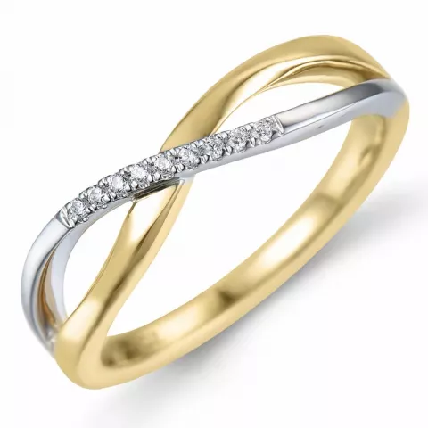 diamant ring i 14 karat gull og hvitt gull 0,04 ct