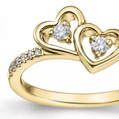 hjerte diamant ring i 14 karat gull 0,178 ct