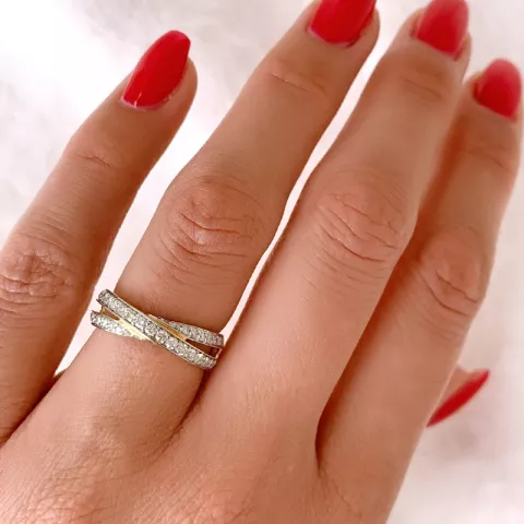 Abstrakt diamant ring i 14 karat gull og hvitt gull 0,50 ct