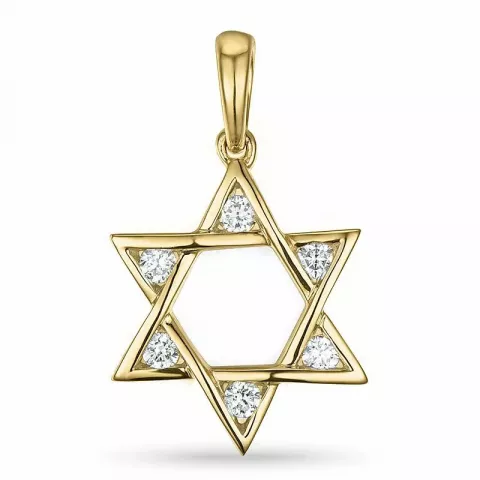 Davidstjerne diamantanheng i 14 karat gull og hvitt gull 0,18 ct