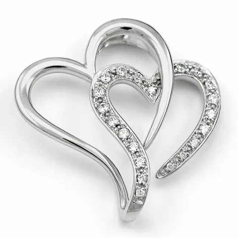 Hjerte diamantanheng i 14 karat hvitt gull 0,20 ct