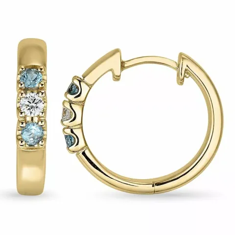 15 mm topas creol i 14 karat gull med topas og diamant