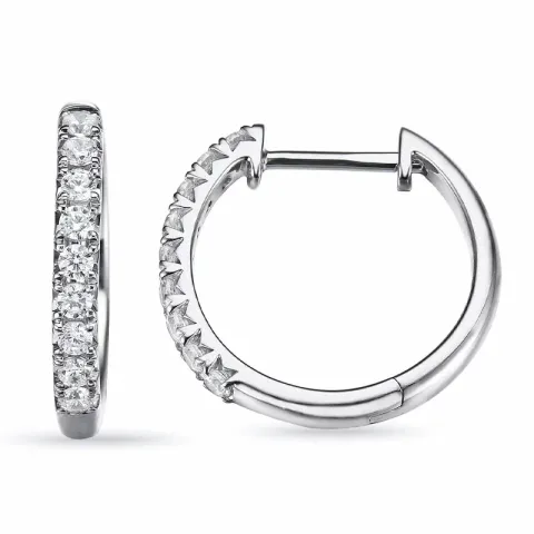 18 mm creol i 14 karat hvitt gull med diamant