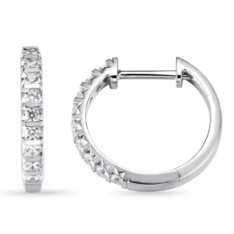18 mm creol i 14 karat hvitt gull med diamant
