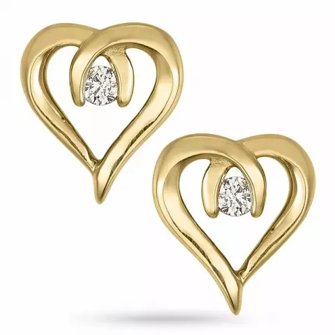 Hjerte diamant ørestikker i 14 karat gull med diamanter 