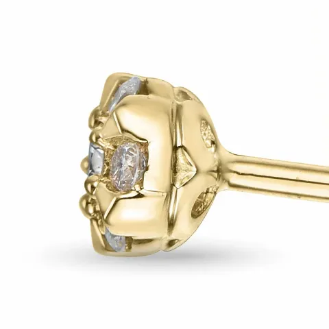 runde diamant ørestikker i 14 karat gull med diamant og diamant