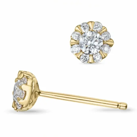 runde diamant ørestikker i 14 karat gull med diamant og diamant
