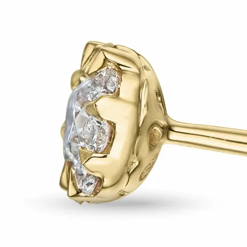 runde diamant ørestikker i 14 karat gull med diamant og diamant