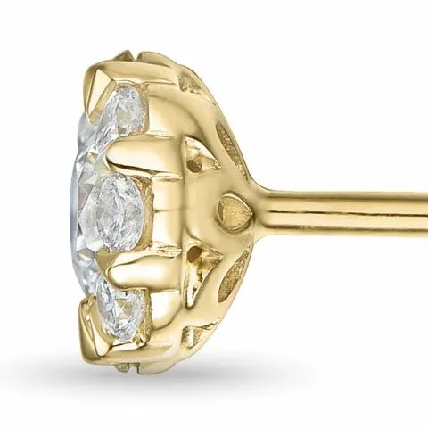 runde diamant ørestikker i 14 karat gull med diamant og diamant