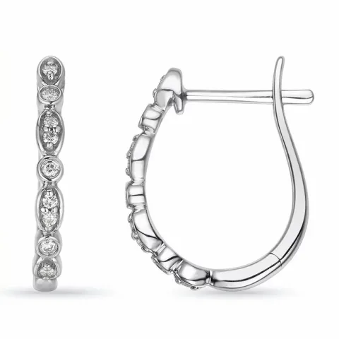 diamant creol i 14 karat hvitt gull med diamant