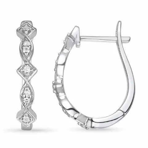 diamant creol i 14 karat hvitt gull med diamant