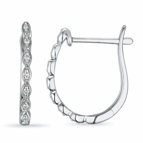 17 mm creol i 14 karat hvitt gull med diamant