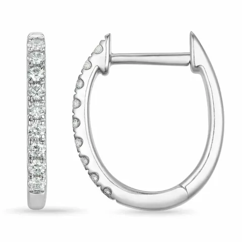 10 mm creol i 14 karat hvitt gull med diamant 