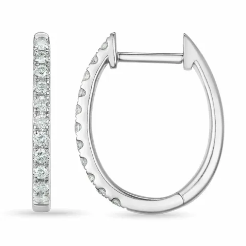 12 mm creol i 14 karat hvitt gull med diamant 