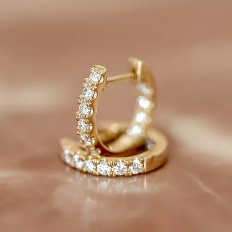 14 mm diamant creol i 14 karat gull med diamant 