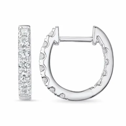 14 mm diamant creol i 14 karat hvitt gull med diamant