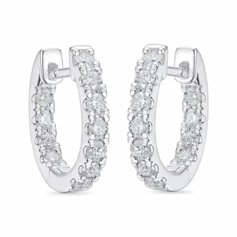14 mm diamant creol i 14 karat hvitt gull med diamant