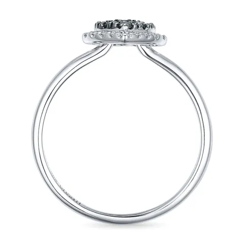 hjerte svart diamant ring i 14 karat hvitt gull 0,13 ct 0,09 ct