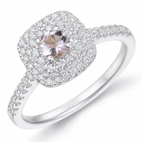 morganit diamantring i 14 karat hvitt gull 0,22 ct 0,34 ct