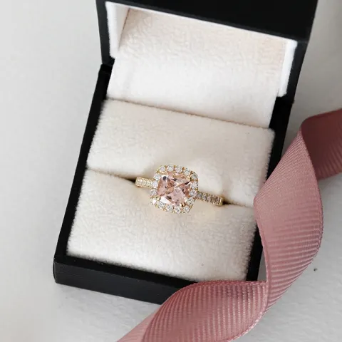 morganit diamantring i 14 karat gull 1,25 ct 0,44 ct