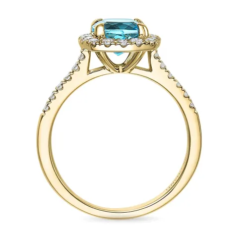 firkantet topas diamantring i 14 karat gull 1,90 ct 0,44 ct