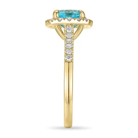 firkantet topas diamantring i 14 karat gull 1,90 ct 0,44 ct