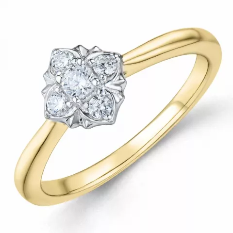 Elegant diamant ring i 14 karat gull og hvitt gull 0,20 ct