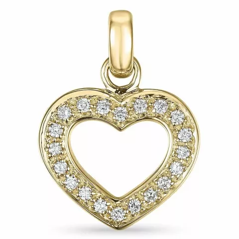 hjerte diamantanheng i 14 karat gull 0,20 ct