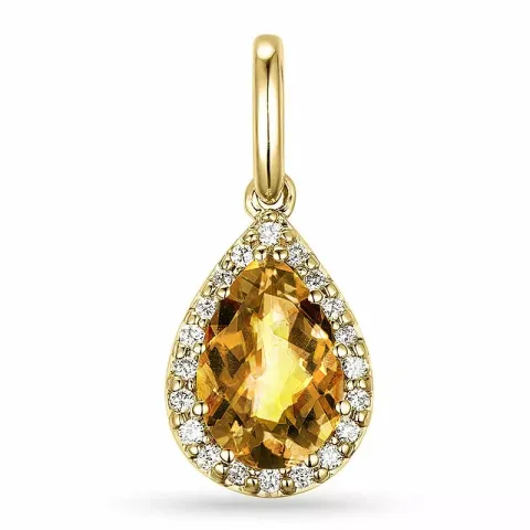citrin diamantanheng i 14 karat gull 0,10 ct 1,55 ct