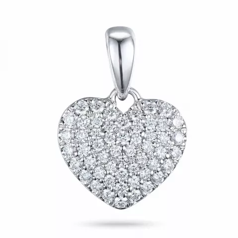 hjerte diamantanheng i 14 karat hvitt gull 0,49 ct