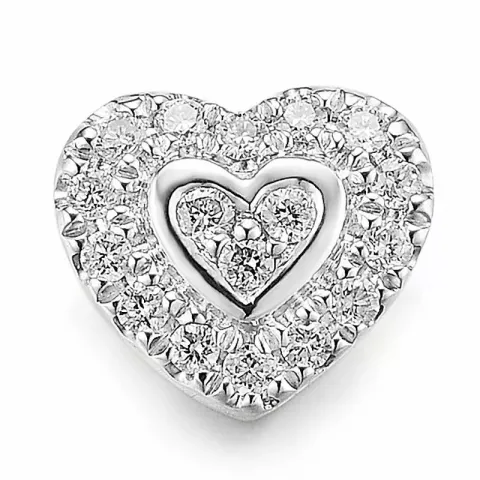Hjerte diamantanheng i 14 karat hvitt gull 0,11 ct