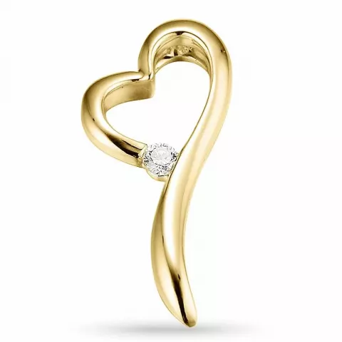 Hjerte diamantanheng i 14 karat gull 0,04 ct
