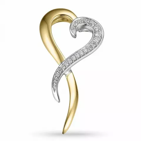 Hjerte diamantanheng i 14 karat gull og hvitt gull 0,12 ct