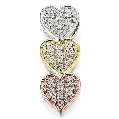 Hjerte diamantanheng i 14 karat gult, hvitt og rødt gull 0,28 ct