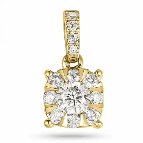 Elegant rundt diamantanheng i 14 karat gull 0,15 ct 0,18 ct