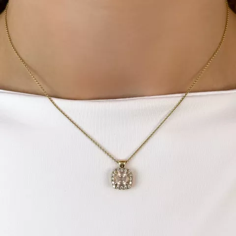 firkantet kvarts diamantanheng i 14 karat gull 1,45 ct 0,28 ct