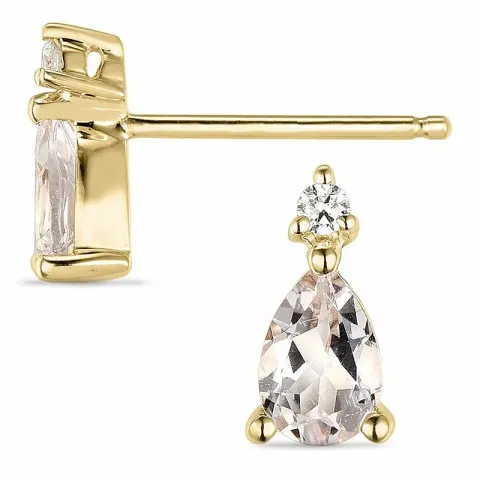 Dråpe morganit diamantøredobb i 14 karat gull med diamanter og morganit