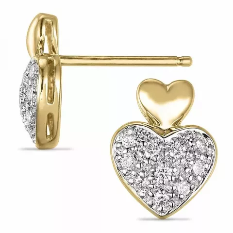 Hjerte diamant øredobber i 14 karat gull og hvitt gull med diamanter 